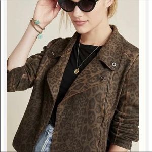 New with tags Anthropologie leopard suede moto jacket